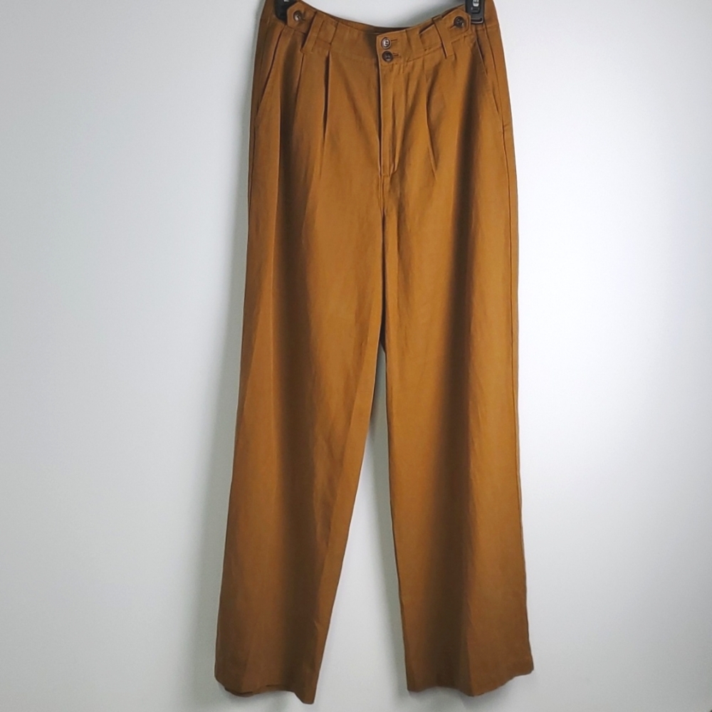 Madewell Women's Wide-Leg Trousers in Mustard Brown